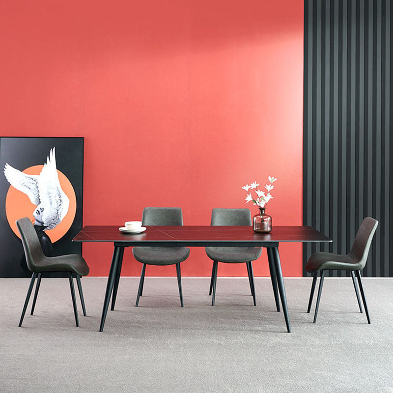Sillas auxiliares de comedor de cuero de estilo industrial Silla con respaldo sólido para cocina (juego de 2)