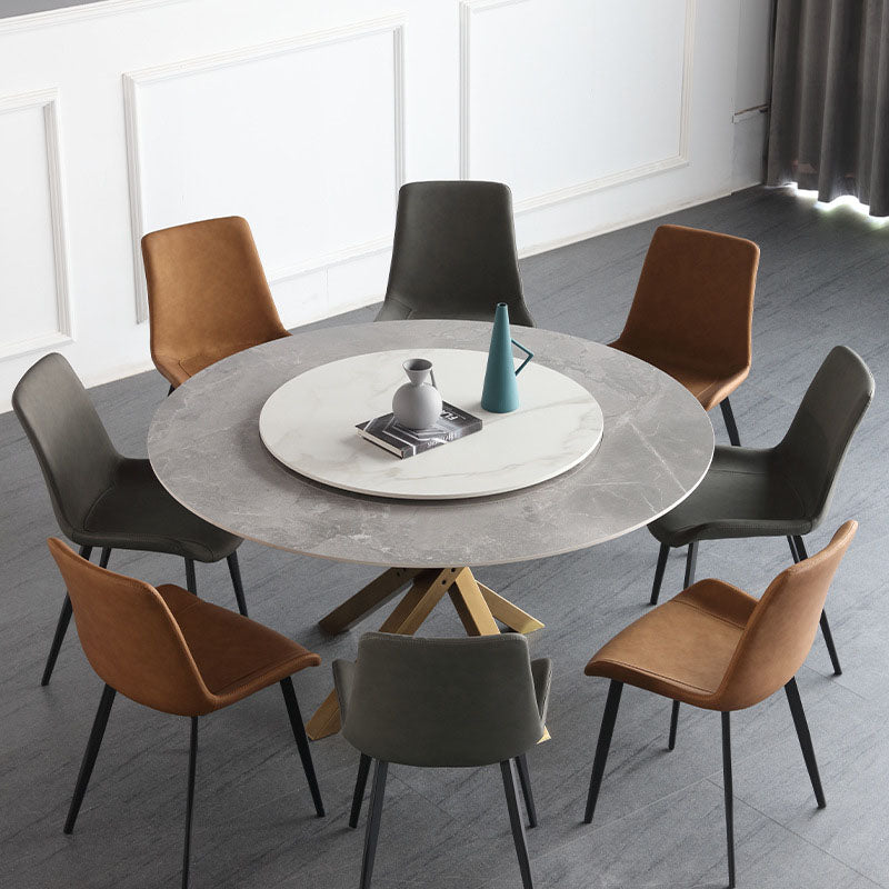 Sillas auxiliares de comedor de cuero de estilo industrial Silla con respaldo sólido para cocina (juego de 2)