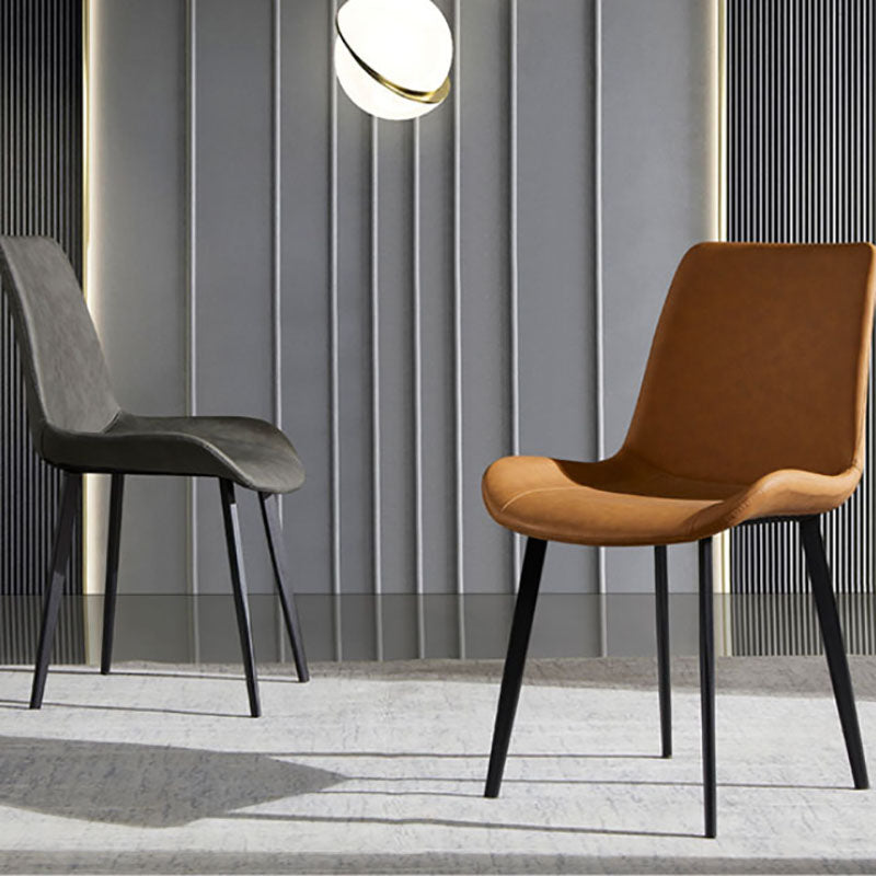 Sillas de comedor de cuero con respaldo sólido de estilo industrial para uso doméstico (juego de 2)
