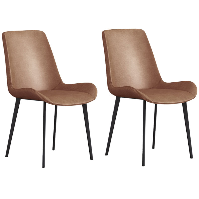 Sillas de comedor de cuero con respaldo sólido de estilo industrial para uso doméstico (juego de 2)