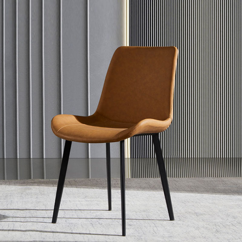 Sillas de comedor de cuero con respaldo sólido de estilo industrial para uso doméstico (juego de 2)