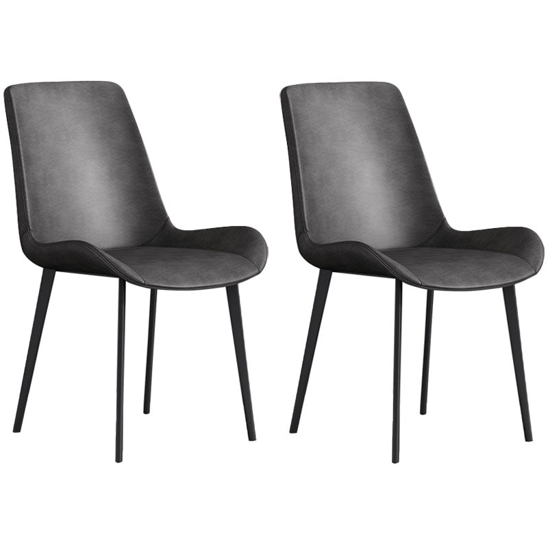 Sillas de comedor de cuero con respaldo sólido de estilo industrial para uso doméstico (juego de 2)
