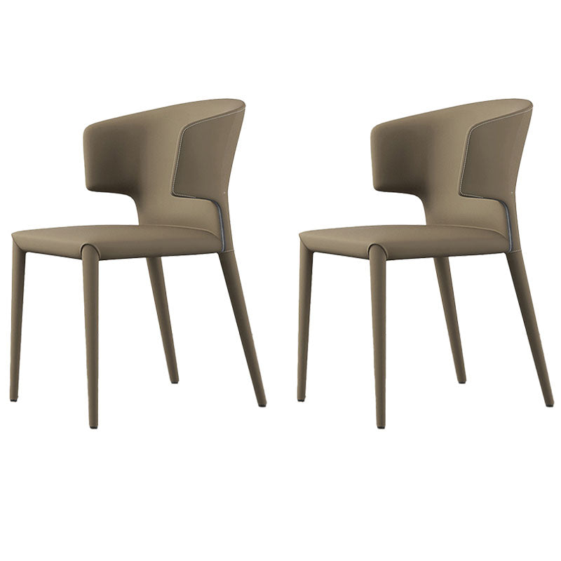 Silla de comedor estilo diseñador con respaldo de orejas de piel sintética (juego de 2)