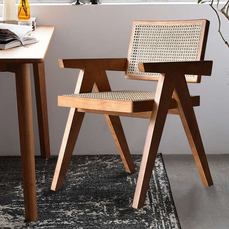 Silla de madera de fresno de estilo tradicional, silla individual con brazo trasero abierto para cocina
