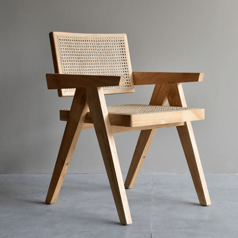 Silla de madera de fresno de estilo tradicional, silla individual con brazo trasero abierto para cocina