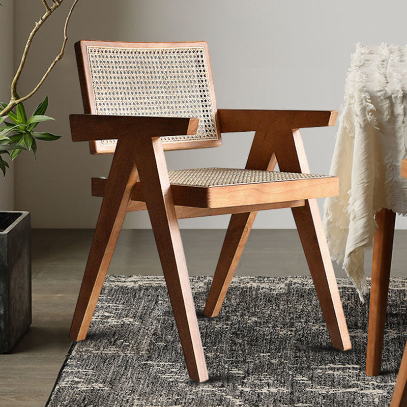 Silla de madera de fresno de estilo tradicional, silla individual con brazo trasero abierto para cocina