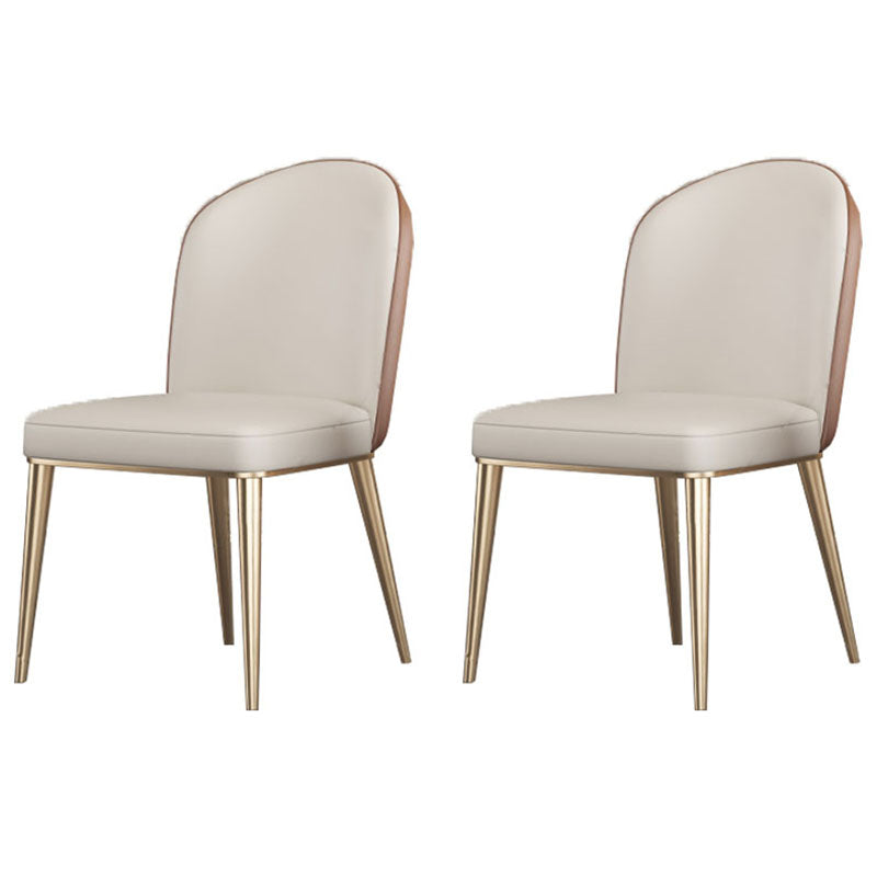 Silla de comedor de metal de estilo escandinavo, silla de comedor sin brazos con respaldo sólido (juego de 2)