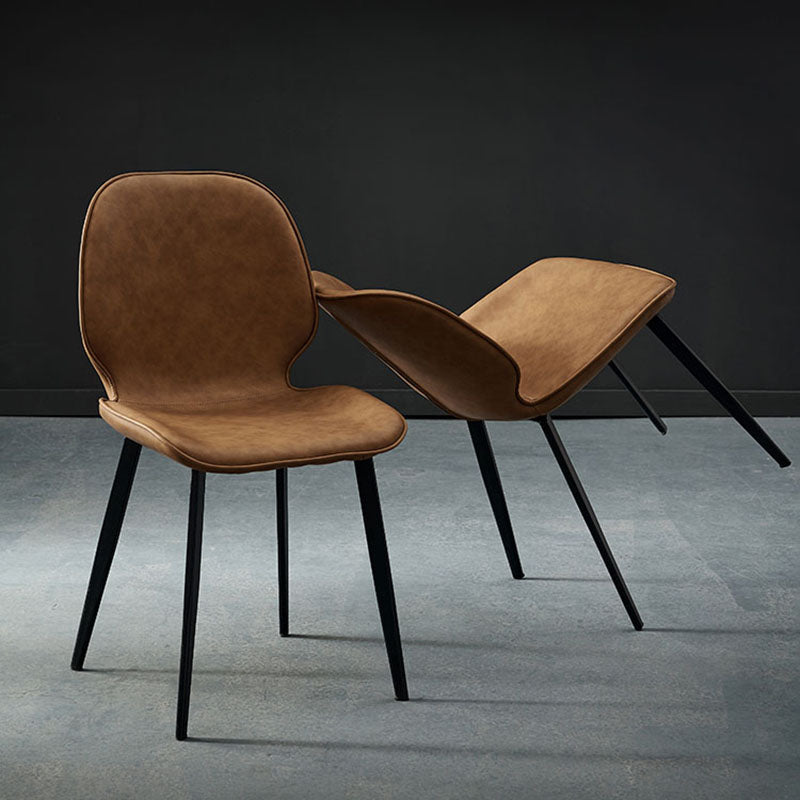 Sillas con respaldo de estilo industrial, sillas sin brazos de comedor de cuero para cocina
