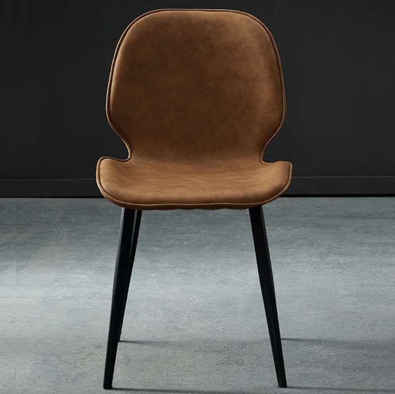 Sillas con respaldo de estilo industrial, sillas sin brazos de comedor de cuero para cocina