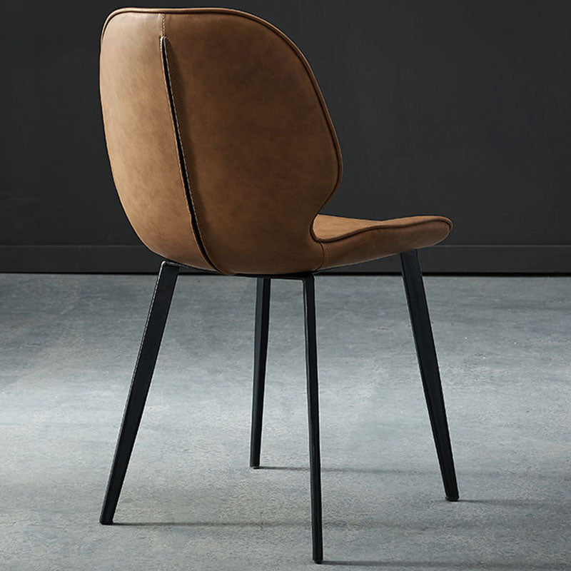 Sillas con respaldo de estilo industrial, sillas sin brazos de comedor de cuero para cocina