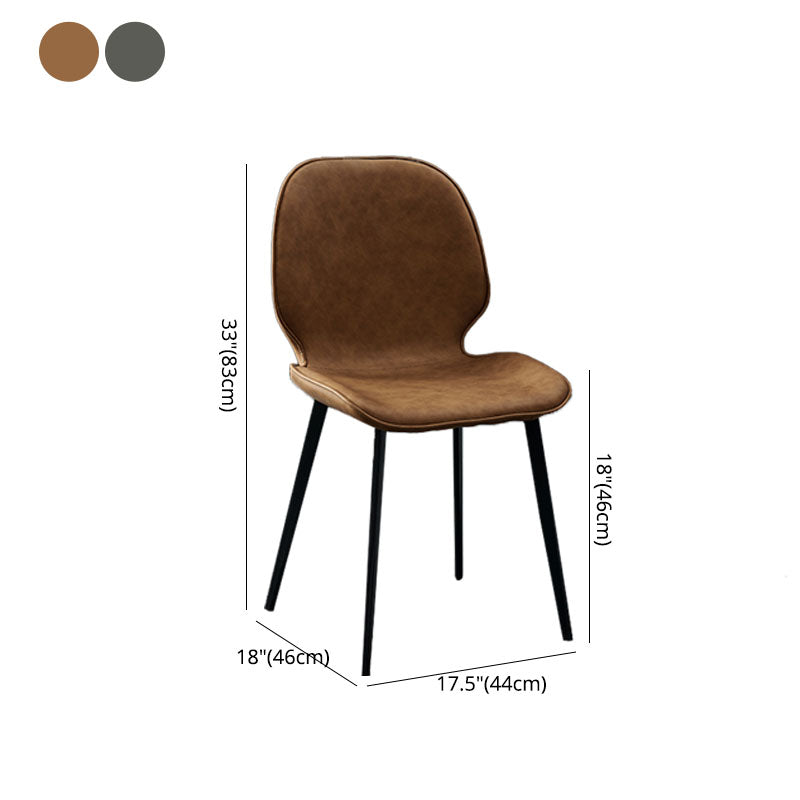 Sillas con respaldo de estilo industrial, sillas sin brazos de comedor de cuero para cocina