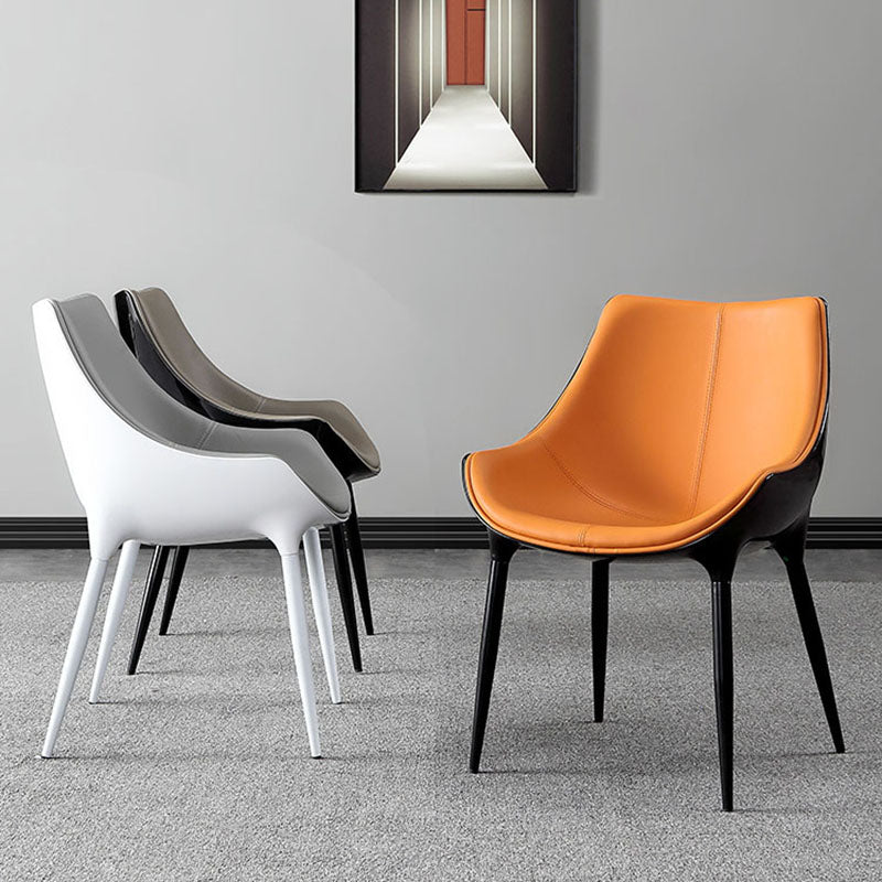 Hedendaagse stijl lederen eetkamerstoelen stoere achterstoelen met achterste arm (set van 2)