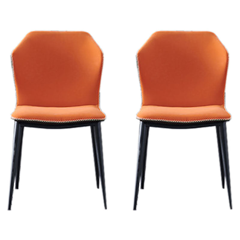 Sillas de comedor de cuero con respaldo de estilo industrial para el hogar (juego de 2)