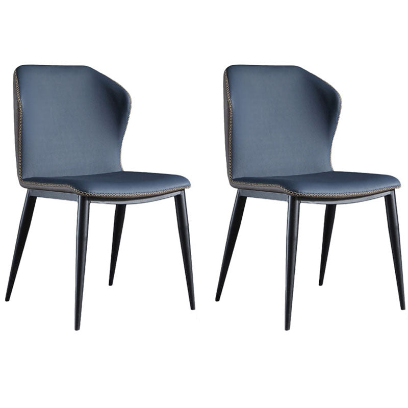 Sillas de comedor de cuero con respaldo de estilo industrial para el hogar (juego de 2)