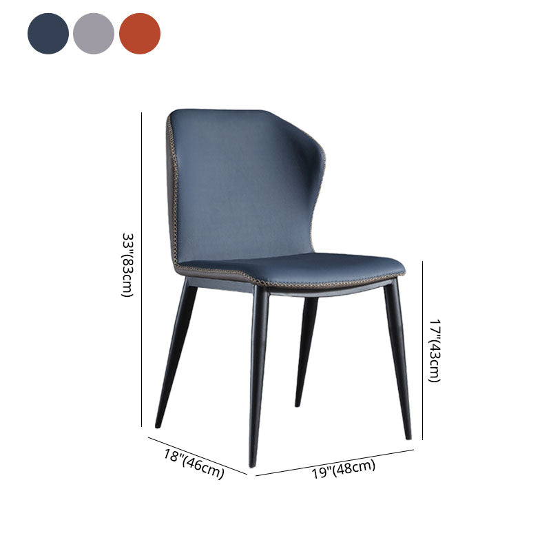 Sillas de comedor de cuero con respaldo de estilo industrial para el hogar (juego de 2)