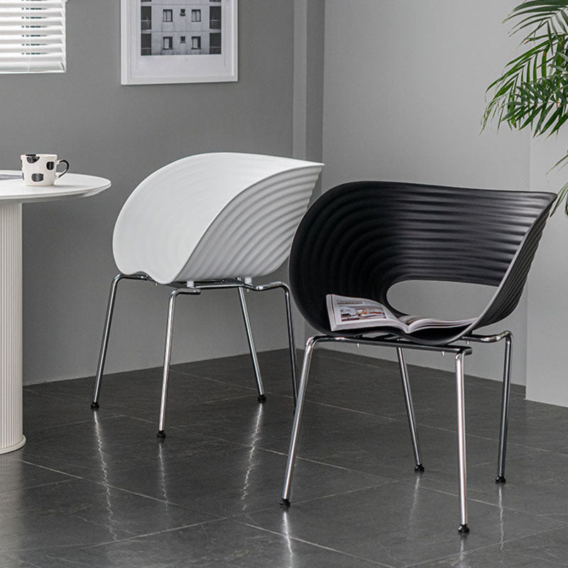 Industrial Style Open Back Dining Side Chair Plastic Dining Armless Chairs with Metal Legs
