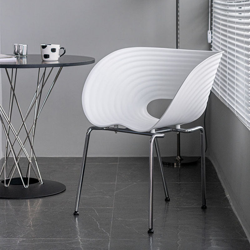 Industrial Style Open Back Dining Side Chair Plastic Dining Armless Chairs with Metal Legs