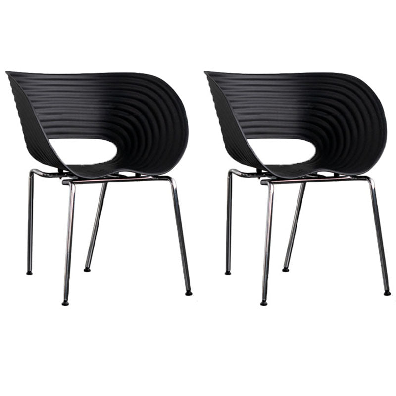Industrial Style Open Back Dining Side Chair Plastic Dining Armless Chairs with Metal Legs