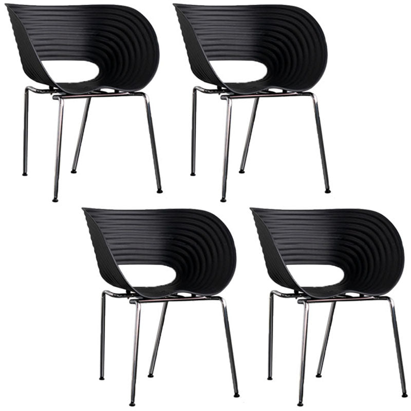 Industrial Style Open Back Dining Side Chair Plastic Dining Armless Chairs with Metal Legs