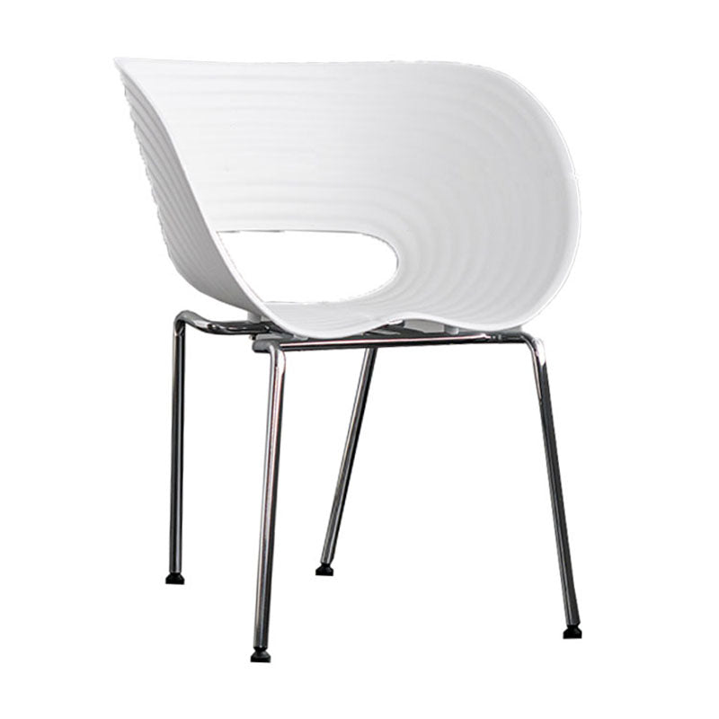 Industrial Style Open Back Dining Side Chair Plastic Dining Armless Chairs with Metal Legs