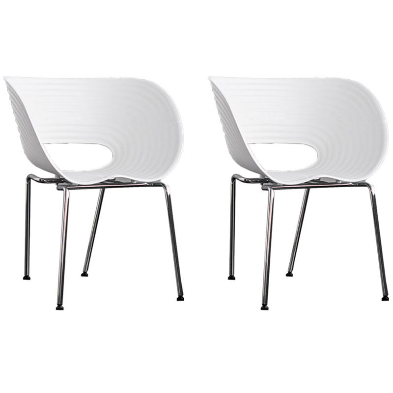 Industrial Style Open Back Dining Side Chair Plastic Dining Armless Chairs with Metal Legs