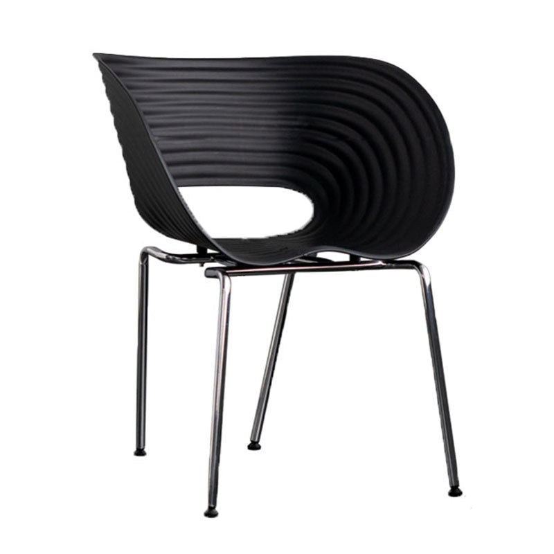 Industrial Style Open Back Dining Side Chair Plastic Dining Armless Chairs with Metal Legs