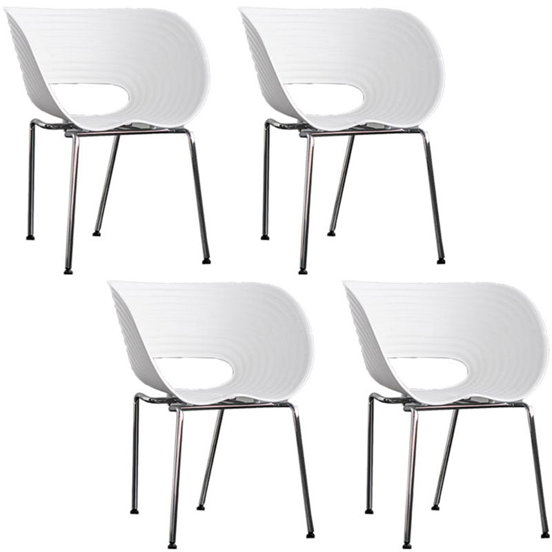 Industrial Style Open Back Dining Side Chair Plastic Dining Armless Chairs with Metal Legs