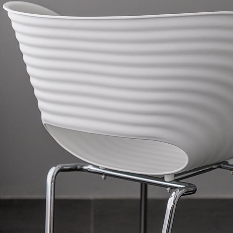 Industrial Style Open Back Dining Side Chair Plastic Dining Armless Chairs with Metal Legs