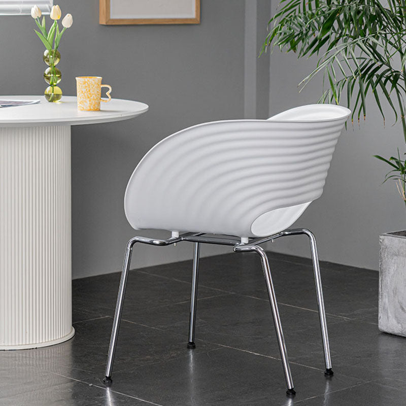 Industrial Style Open Back Dining Side Chair Plastic Dining Armless Chairs with Metal Legs