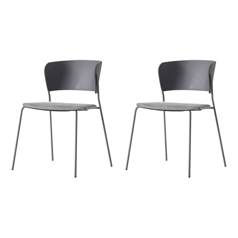 Sillas de comedor contemporáneas, sillas laterales sin brazos con patas de metal para cocina