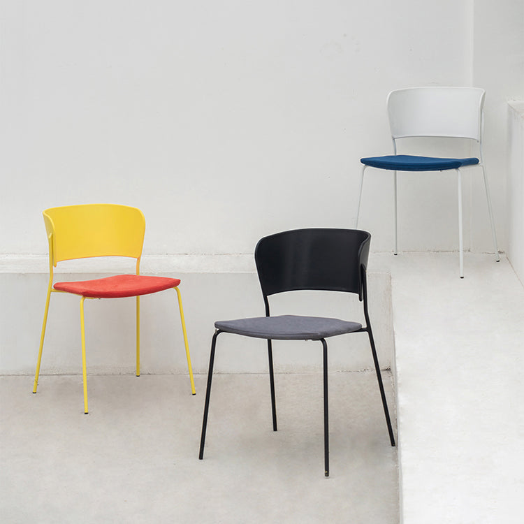 Sillas de comedor contemporáneas, sillas laterales sin brazos con patas de metal para cocina