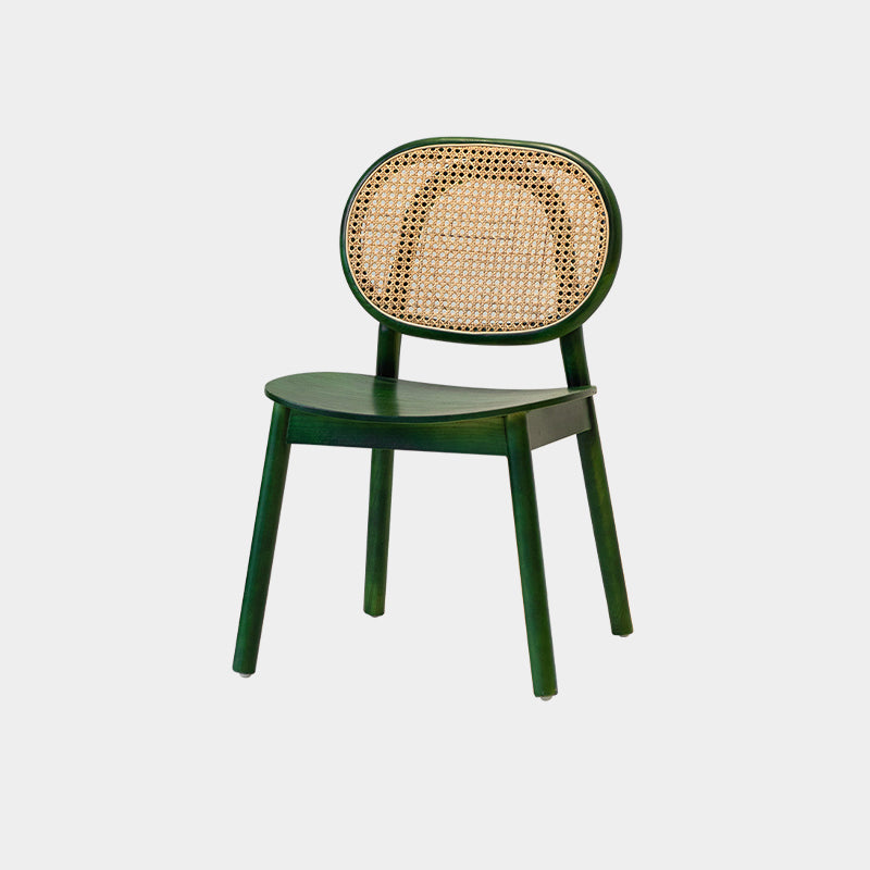 Silla de comedor tradicional sin brazos, silla lateral con respaldo abierto y patas de madera