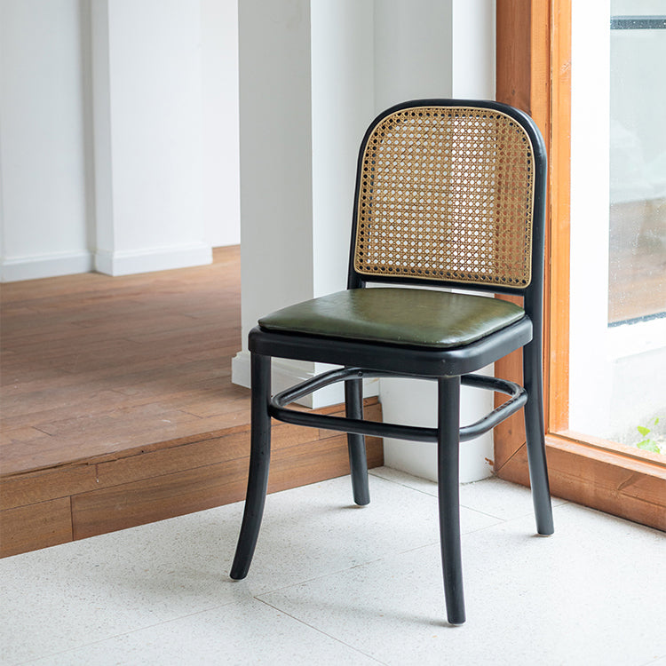 Silla de comedor tradicional sin brazos, sillas laterales con respaldo abierto y patas de madera