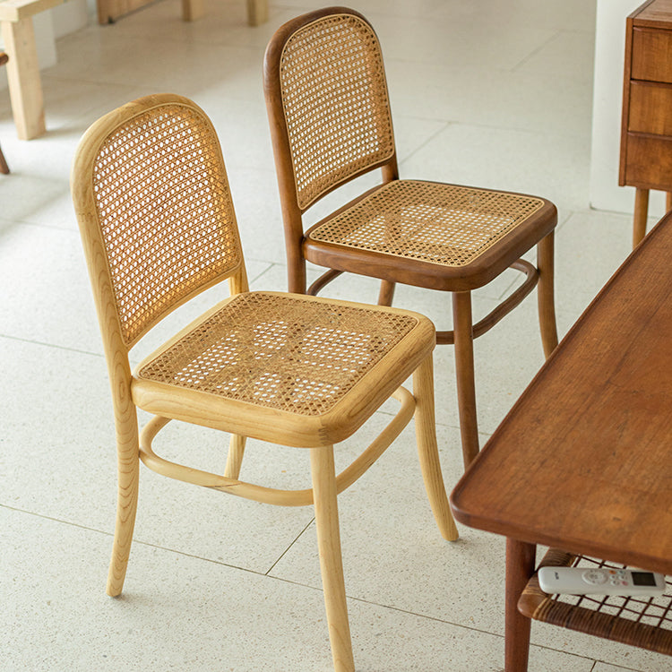 Silla de comedor tradicional sin brazos, sillas laterales con respaldo abierto y patas de madera