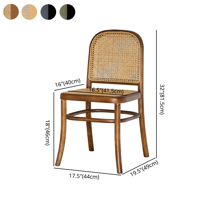 Silla de comedor tradicional sin brazos, sillas laterales con respaldo abierto y patas de madera