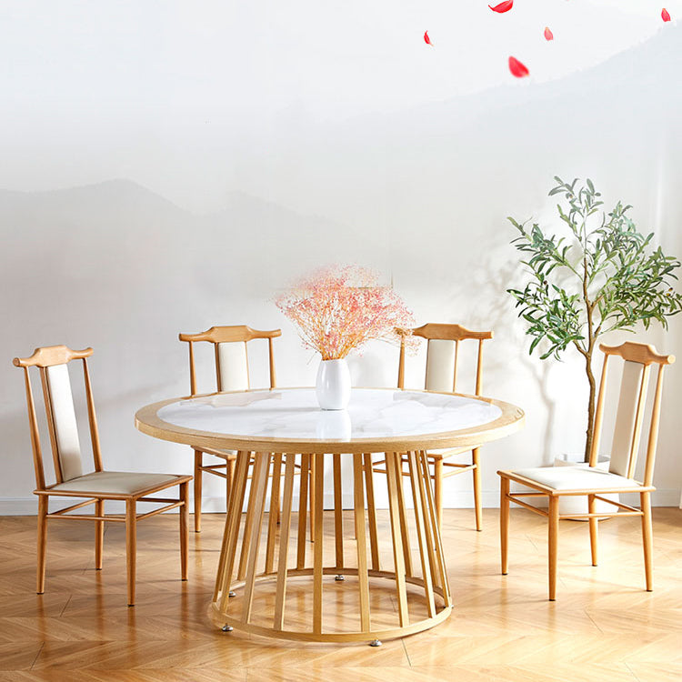 Silla de comedor de metal moderno Silla de comedor de cuero con respaldo alto para uso en restaurantes
