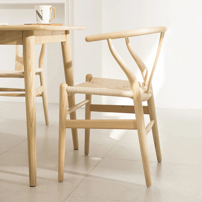Silla de comedor de madera moderna, sillas de comedor de hueso con horquilla sin brazos para uso doméstico