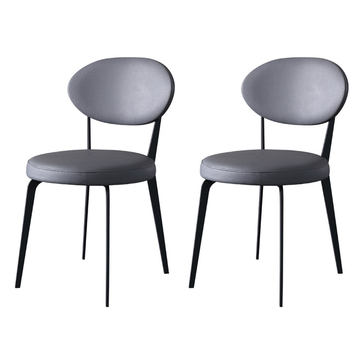 Restaurante contemporáneo Silla lateral de cuero Silla de comedor con respaldo abierto y patas negras
