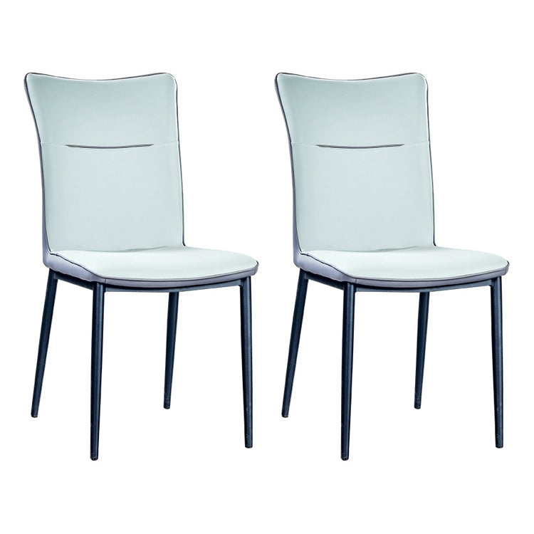 Sillas de comedor tapizadas de cuero Sillas laterales con respaldo sólido con patas de metal