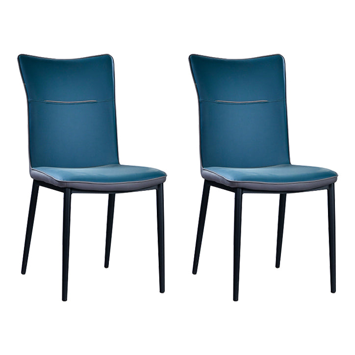 Sillas de comedor tapizadas de cuero Sillas laterales con respaldo sólido con patas de metal