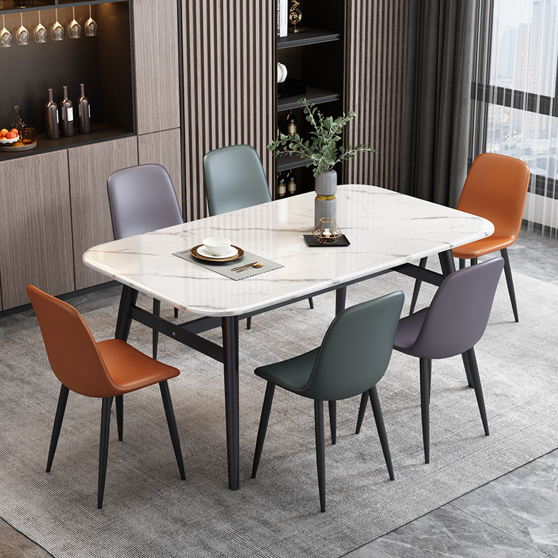 Sedia laterale della sala riunioni in pelle moderna sedia da pranzo solida.