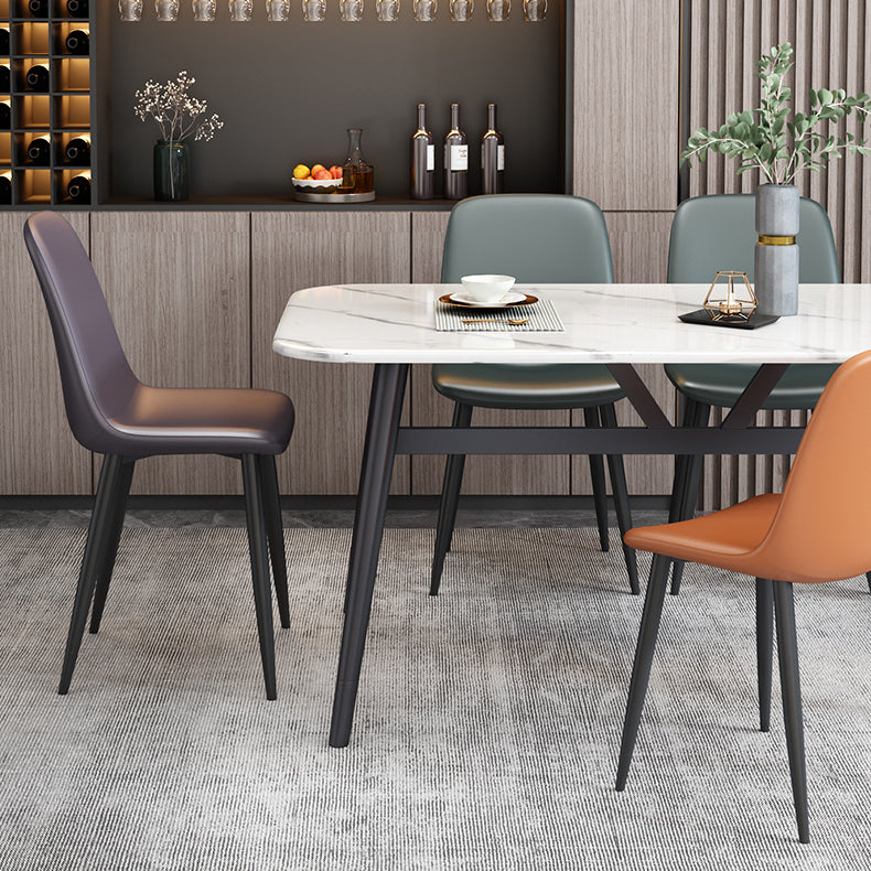 Sedia laterale della sala riunioni in pelle moderna sedia da pranzo solida.