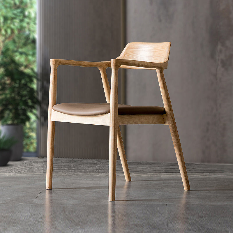 Silla de comedor de madera tradicional, sillas de comedor de cuero sintético para uso doméstico