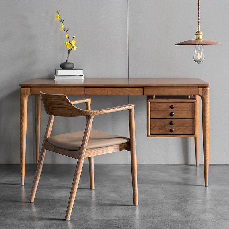 Silla de comedor de madera tradicional, sillas de comedor de cuero sintético para uso doméstico