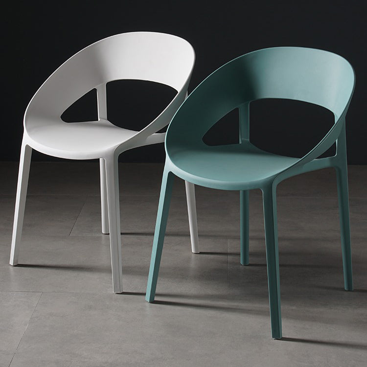 Plástico de estilo minimalista que cena la parte posterior abierta de la silla sin brazos que cena la silla lateral
