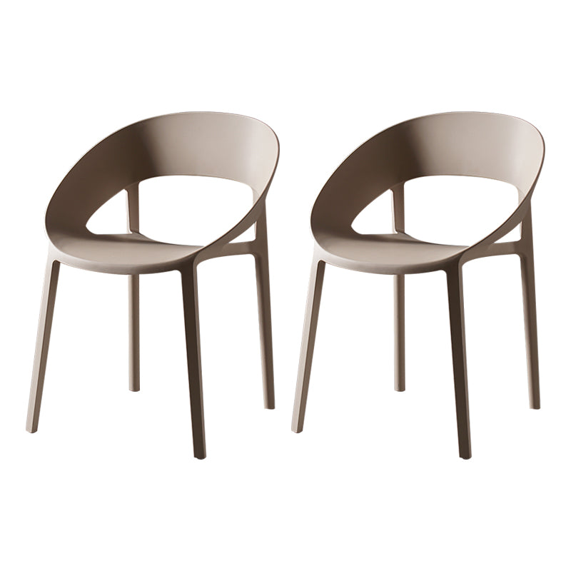 Plástico de estilo minimalista que cena la parte posterior abierta de la silla sin brazos que cena la silla lateral