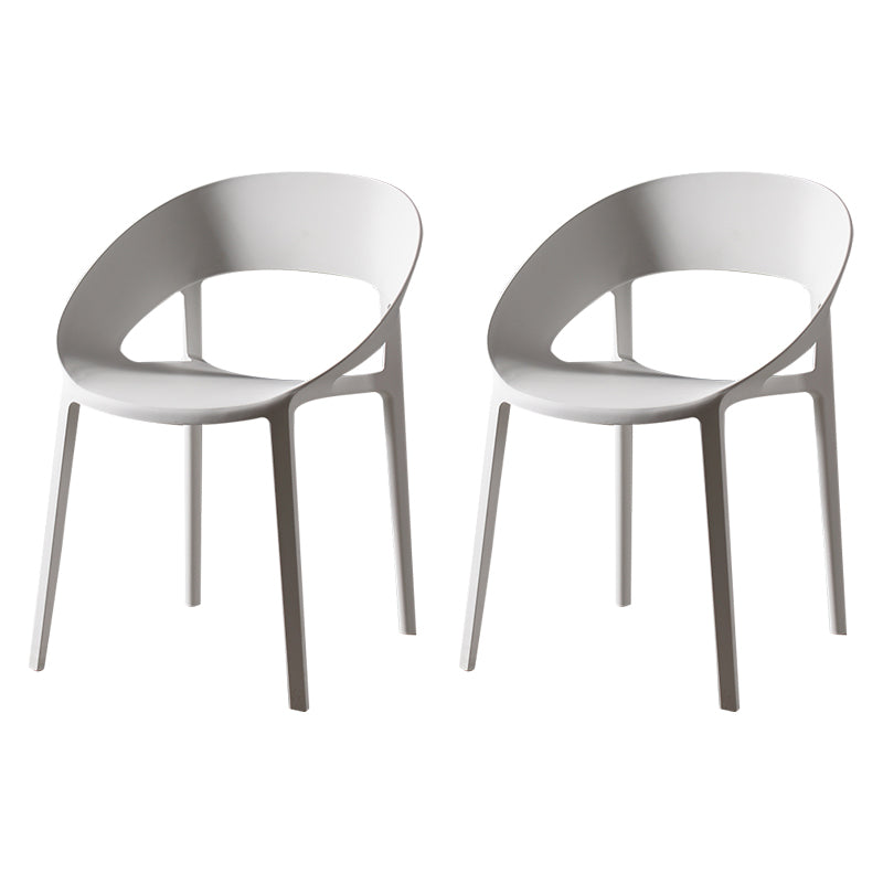 Plástico de estilo minimalista que cena la parte posterior abierta de la silla sin brazos que cena la silla lateral