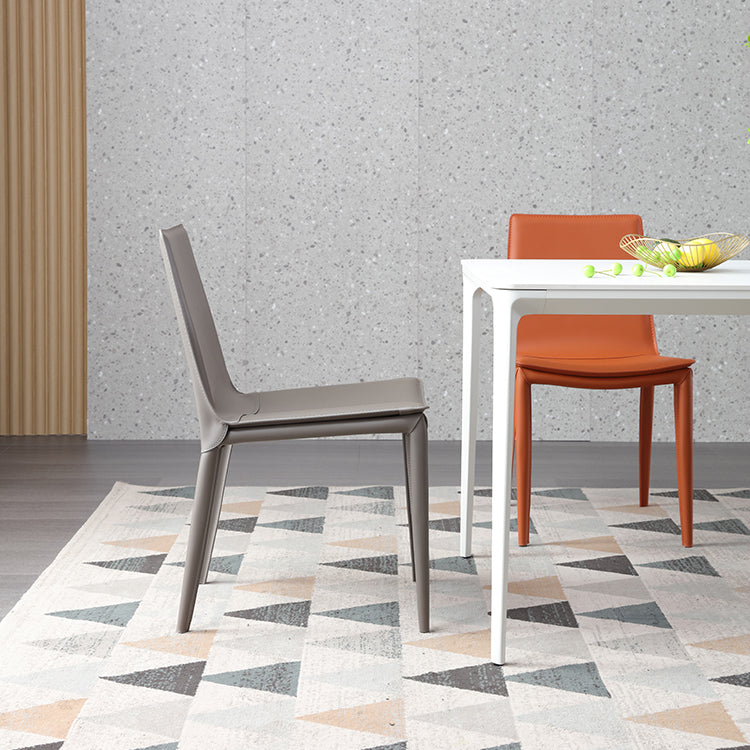 Silla lateral interior contemporánea Silla tapizada de metal con respaldo sólido para comedor