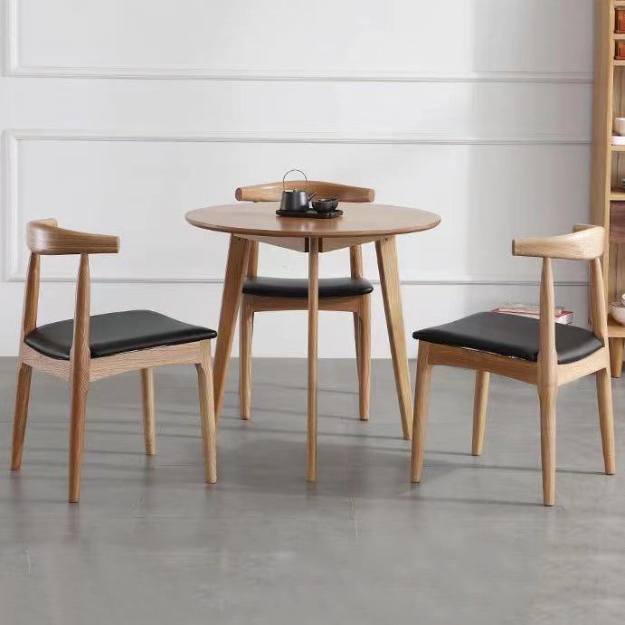 Chaise d'appoint de salle à manger contemporaine en bois, chaise de salle à manger à dossier ouvert avec pieds en noyer