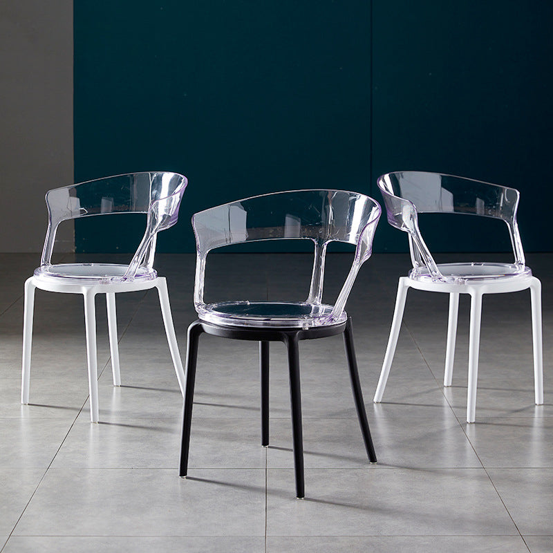 Contemporary Plastic Restaurant Side Chair Clear Open Back Dining Chair